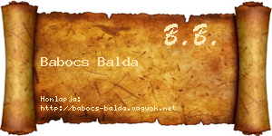 Babocs Balda névjegykártya